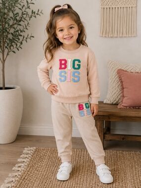 Girls Big Sis Sweatshirt Jogger 2 Piece Outfit Set Size 4T/5t